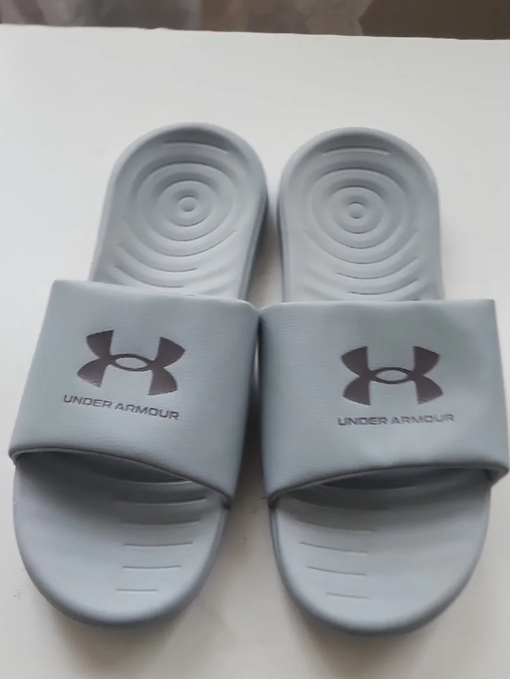 Under Armour Light Gray Logo Slide Sandals